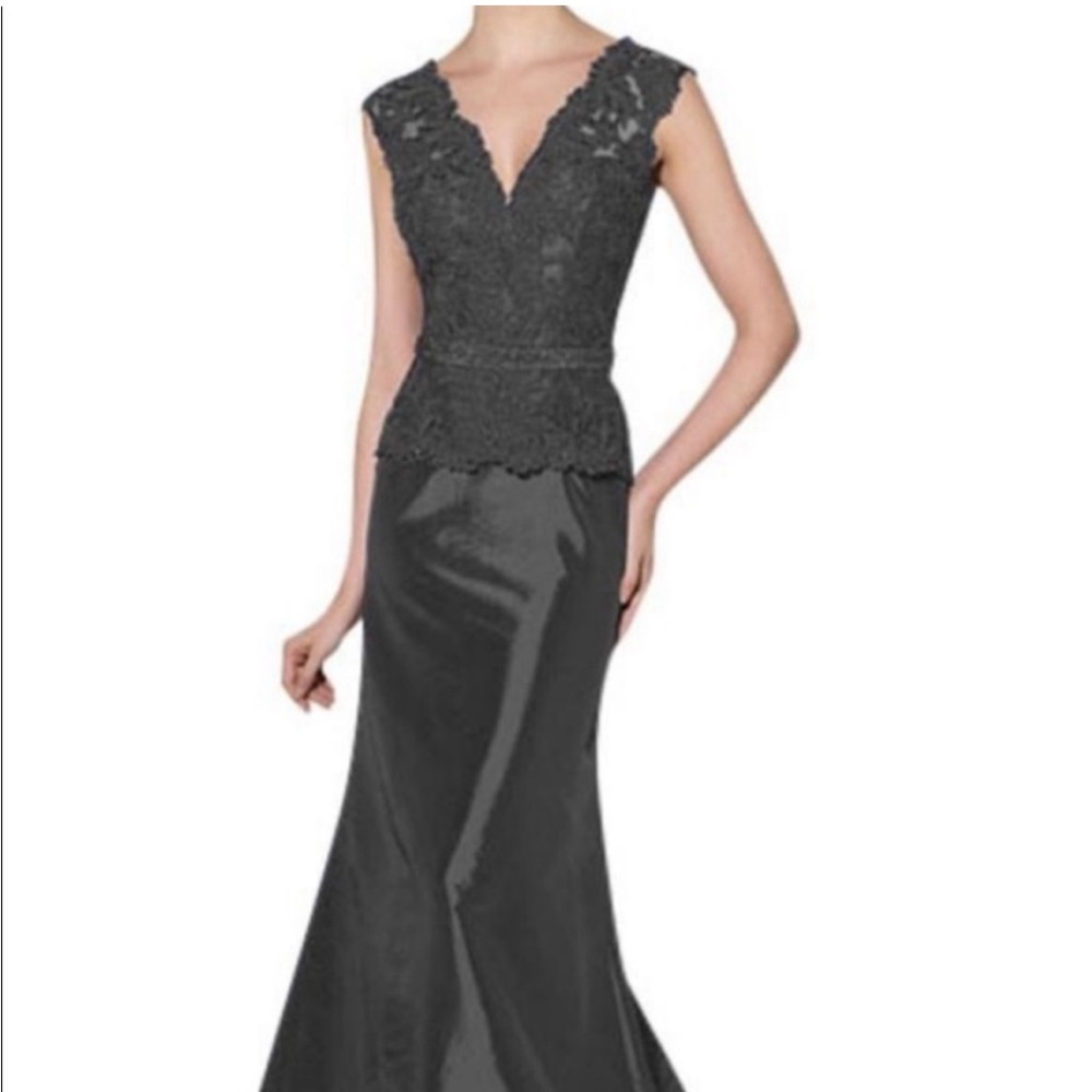 Cameron Blake dark gray mother of the bride long dress size 12